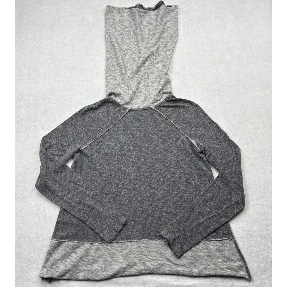 Free People FP Beach Cowl Neck Top Womens S M Charcoal Grey Knit Slouchy S/M